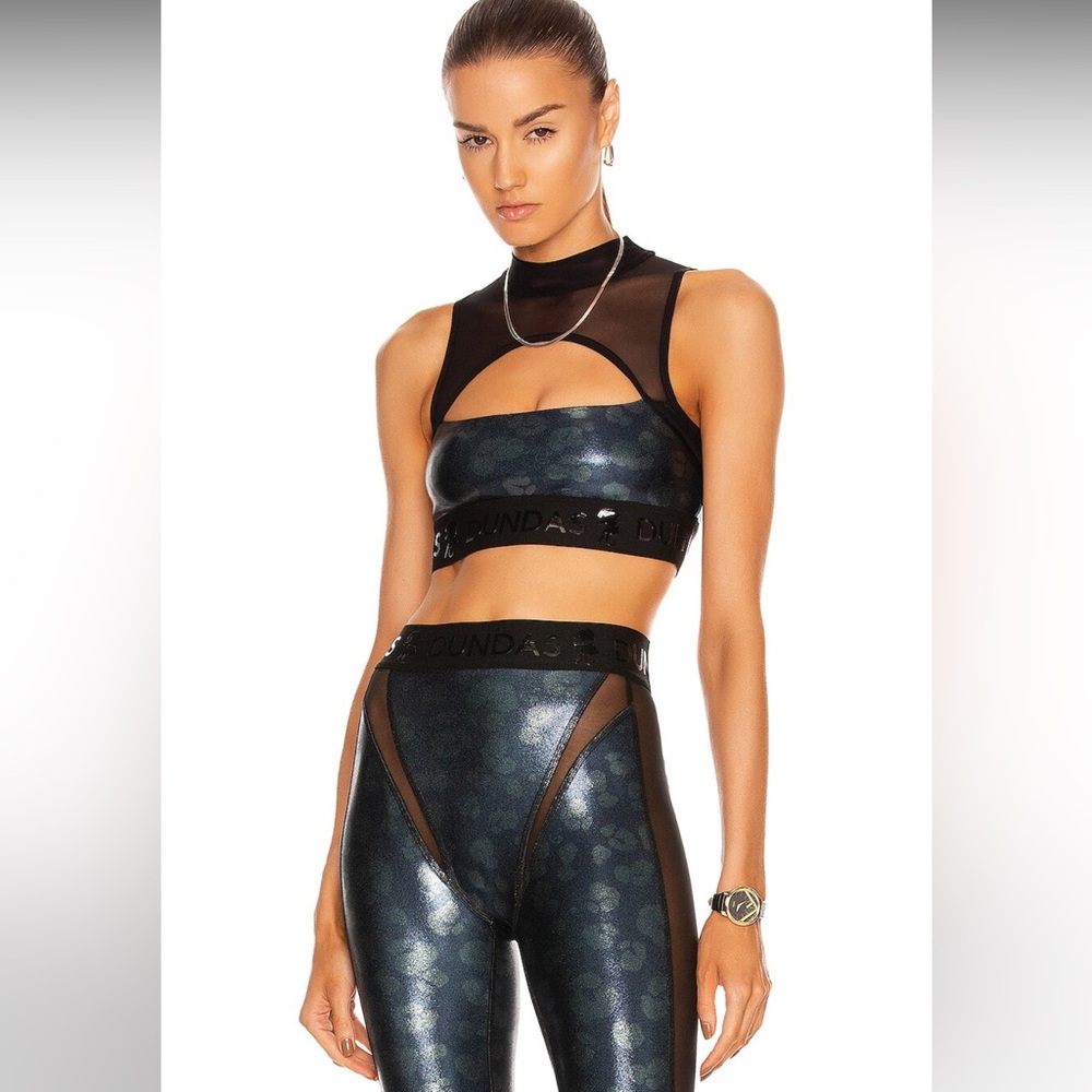 Dundas SET Kyrie Mesh Biker Shorts & Peyton Top in Panther